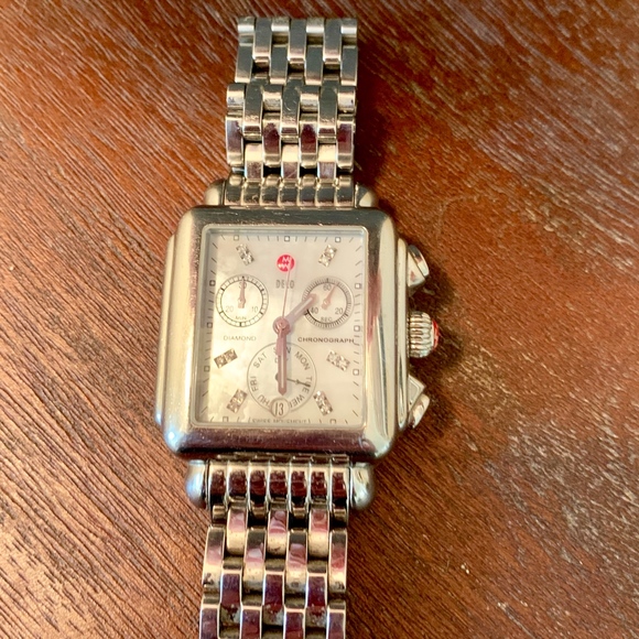 MICHELE 18mm Deco Diamond Dial Watch Head, Steel main image 4